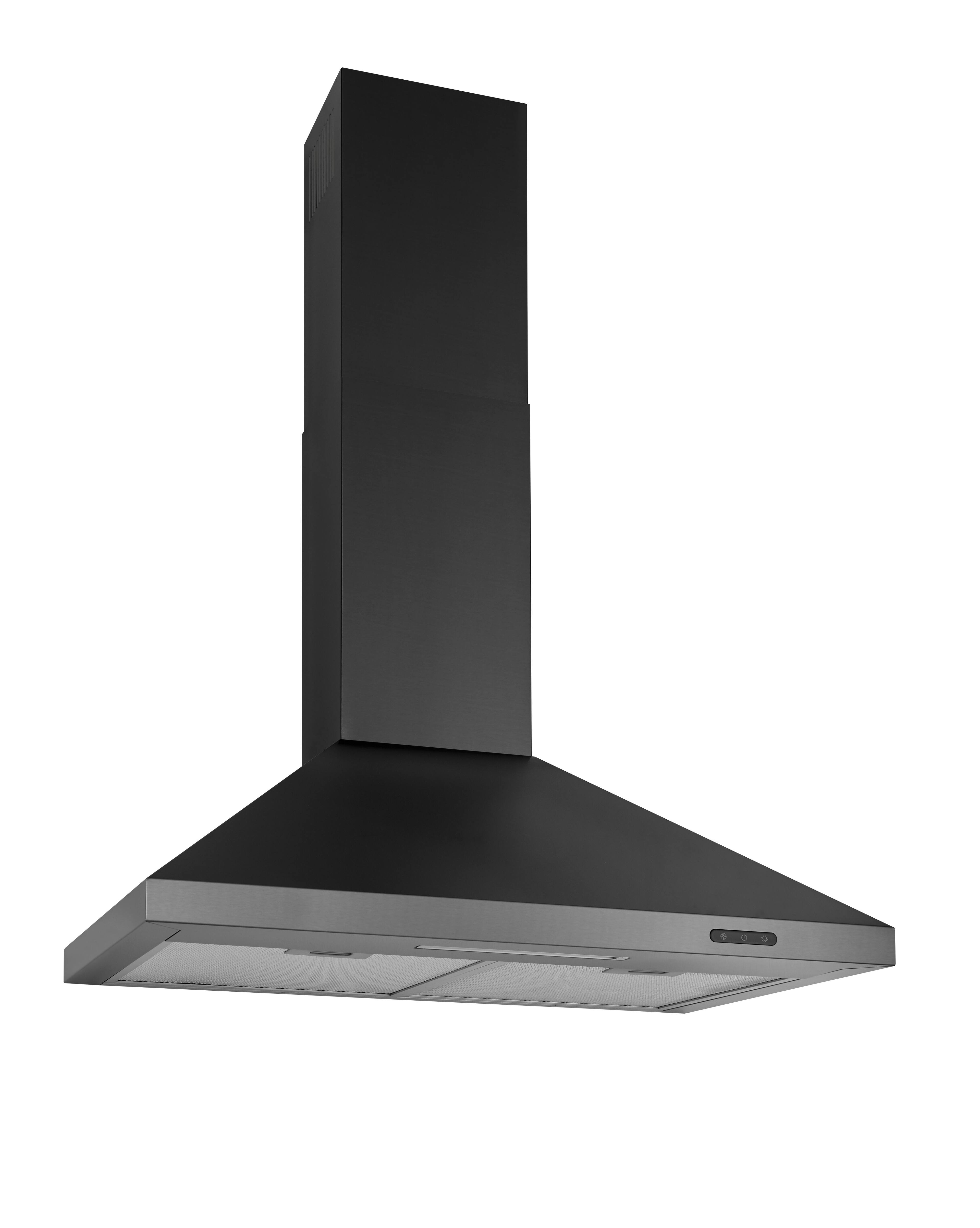 Alt View 1. Broan - Broan Elite EW48 Series 30-Inch Pyramidal Chimney Range Hood, 460 Max Blower CFM, Black Stainless Steel - Stainless Steel.