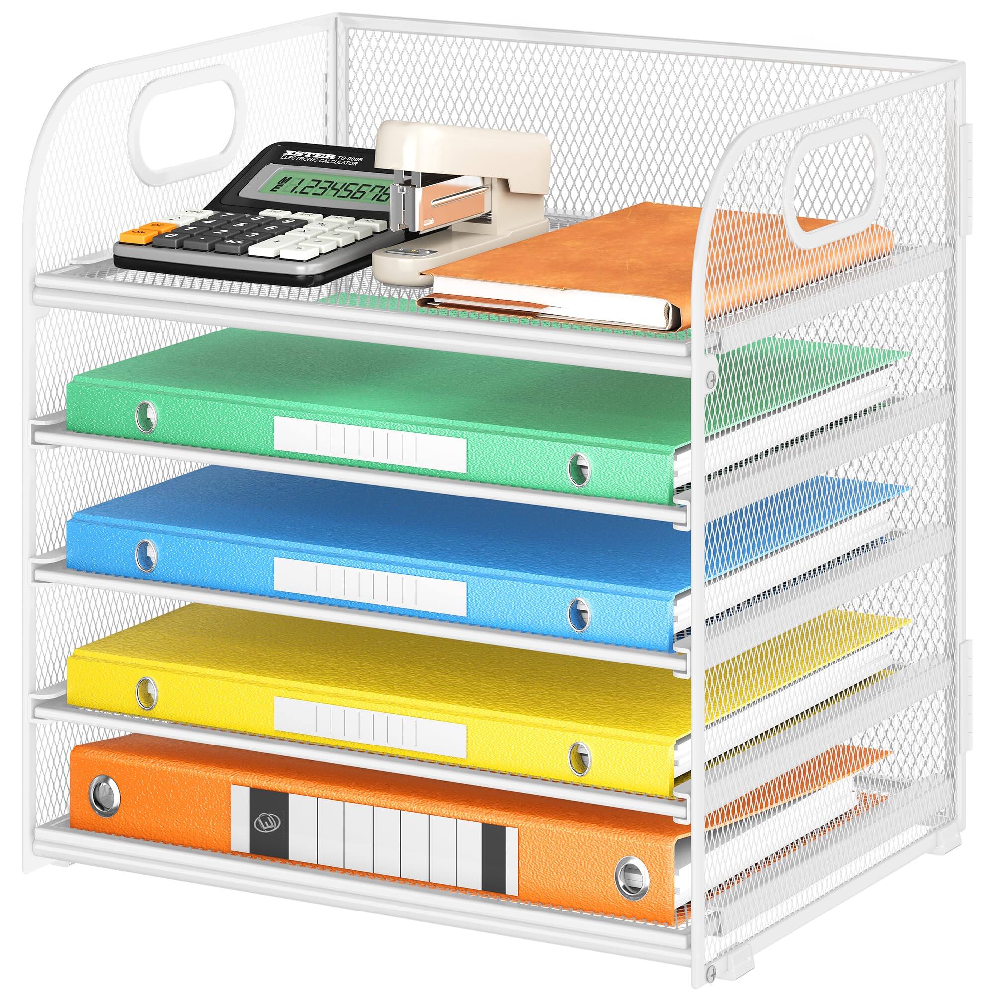 Paradigms Interiors Desk Letter Tray Paper Organizer 5 tier With Handle ...