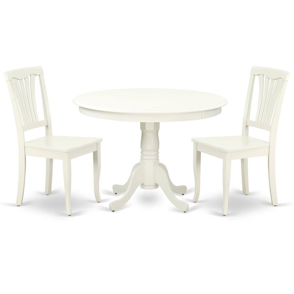 Back. East West Furniture - Dining Room Set Linen White - Brown.