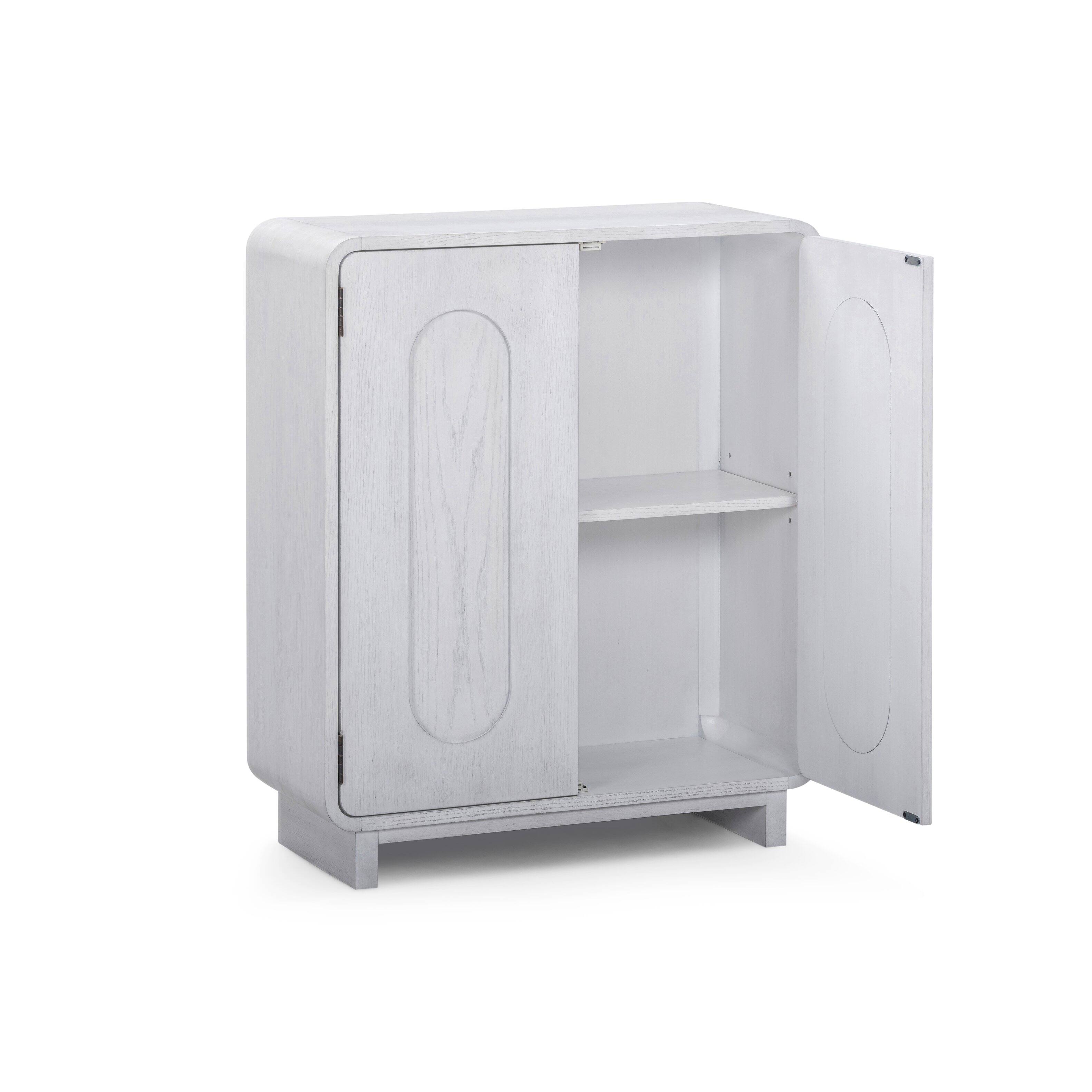 Alt View 4. Teamson Home - Oak Veneer Multi Purpose Storage Accent Cabinet with Solid Wood Frame - White.