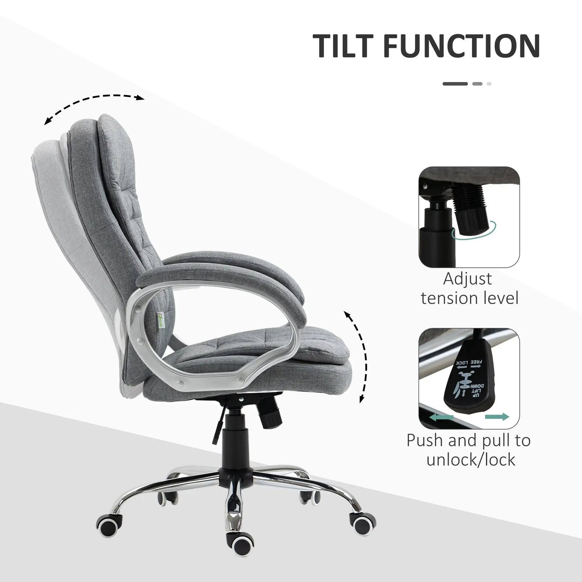 TILT FUNCTION

Adjust tension level

Push and pull to unlock/lock