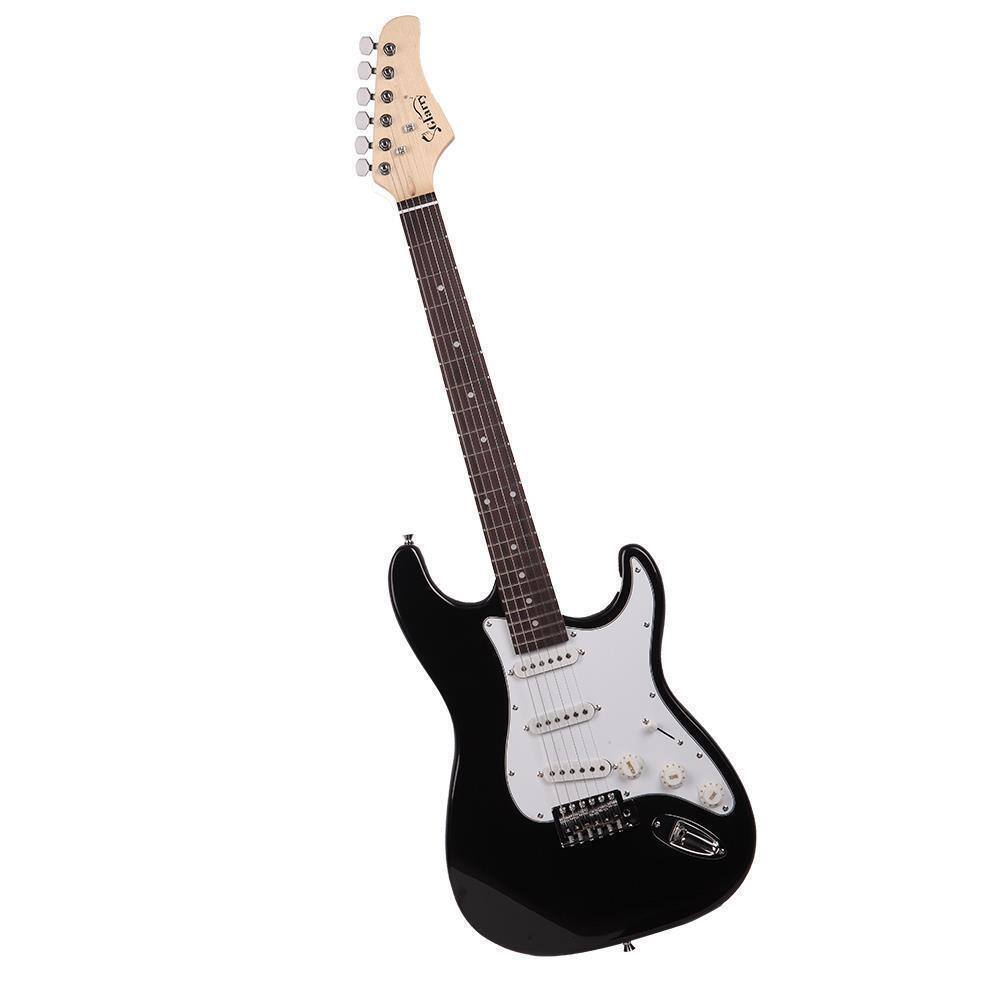 Angle. Winado - GST Electric Guitar Kit 6 Strings Rosewood Fingerboard Right Handed Black.
