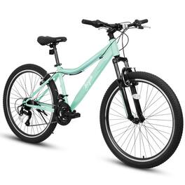 HTUTWOO - Mountain Bike - 26 Inch High-Density Carbon Steel Frame, 21 Speed, Front Suspension, Dual V-Brakes, 80% Pre-Assembled - Green