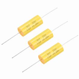 Unique Bargains - 3pcs 3.3uf Frequency Divider Capacitor, 250V Axial Audio Speaker Crossover MKP Film Capacitor - Yellow