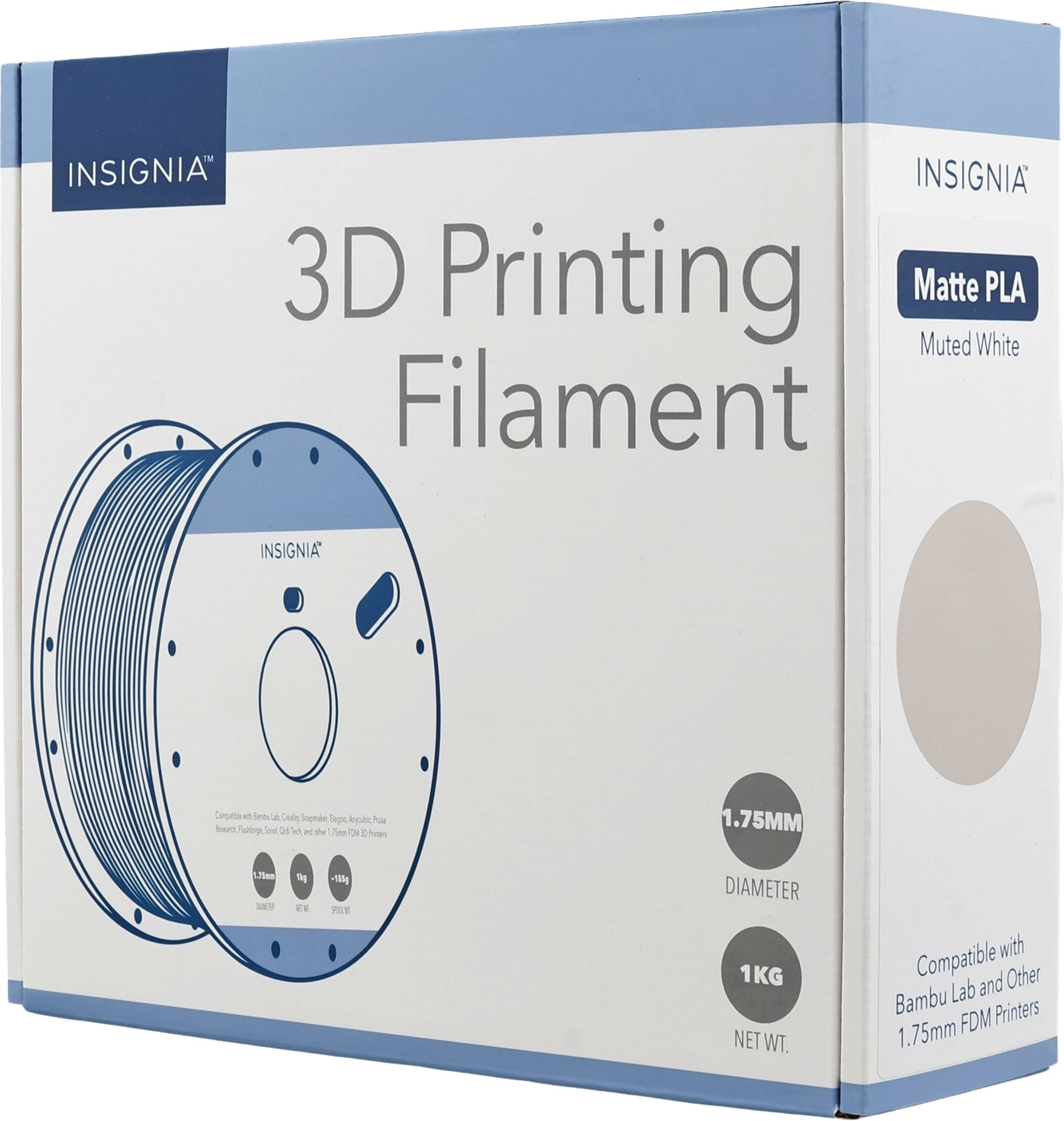 INSIGNIA 3D Printing Matte PLA Muted White Filament

INSIGNIA

Compatible with Bambu Lab, Daily Supmaker, Begos, Anycubic, here fremarch, Flamange, and the 75nm ON ED Arters

1.75MM

1.75mm WER

1kg EX

150g 990.00

DIAMETER 1KG NET WT.

Compatible with Bambu Lab and Other 1.75mm FDM Printers