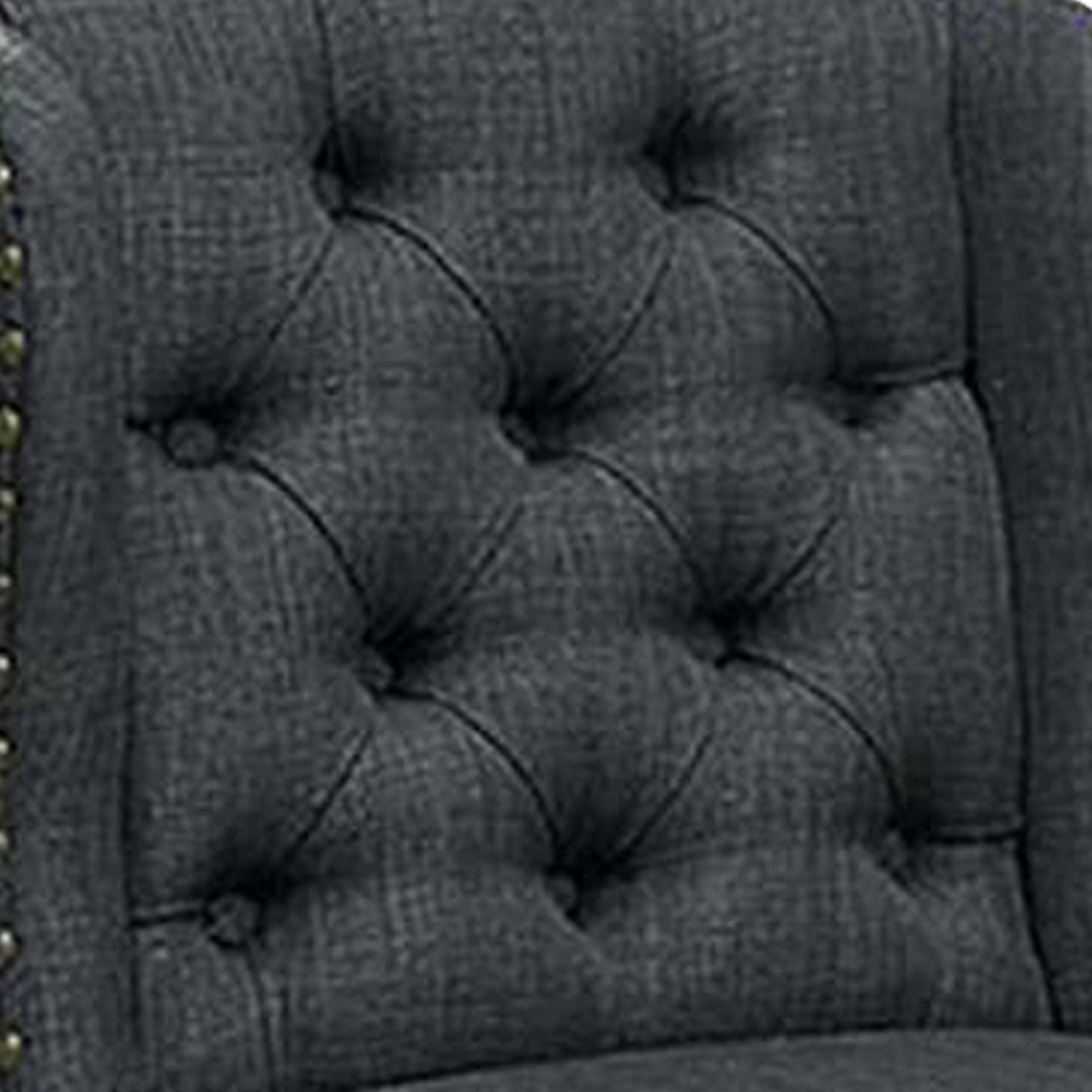 Alt View 2. Manhattan Lane - Bega 24 Inch Counter Height Chair, Set of 2, Wingback, Tufted - Gray, Antique Black.