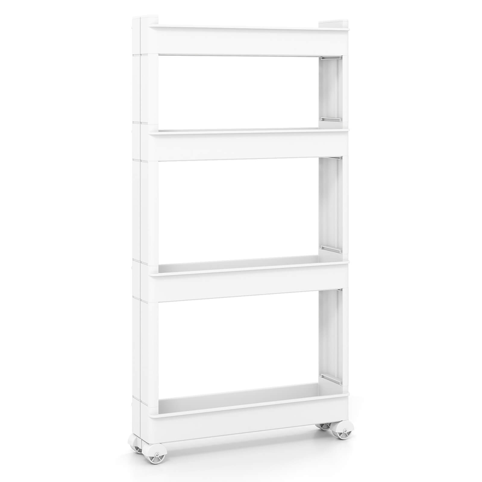 Alt View 9. Costway - Costway 4-Tier Rolling Utility Cart with Detachable Trays and Smooth Wheels for Kitchen 20" × 5" × 40" (L × W × H) - Off White.