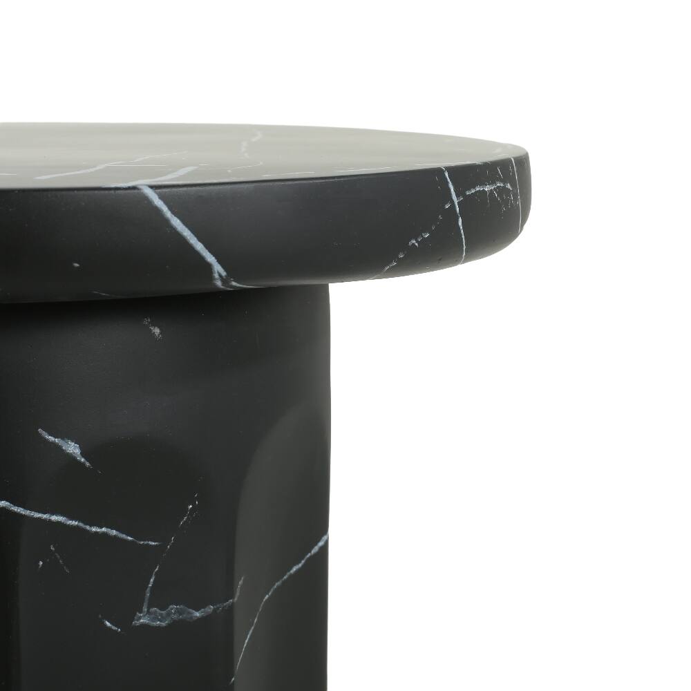 Alt View 5. Loheer - Loheer Outdoor Lightweight Concrete Black Marble Effect Side Table, MgO End Table for Patio Living Room - Black.