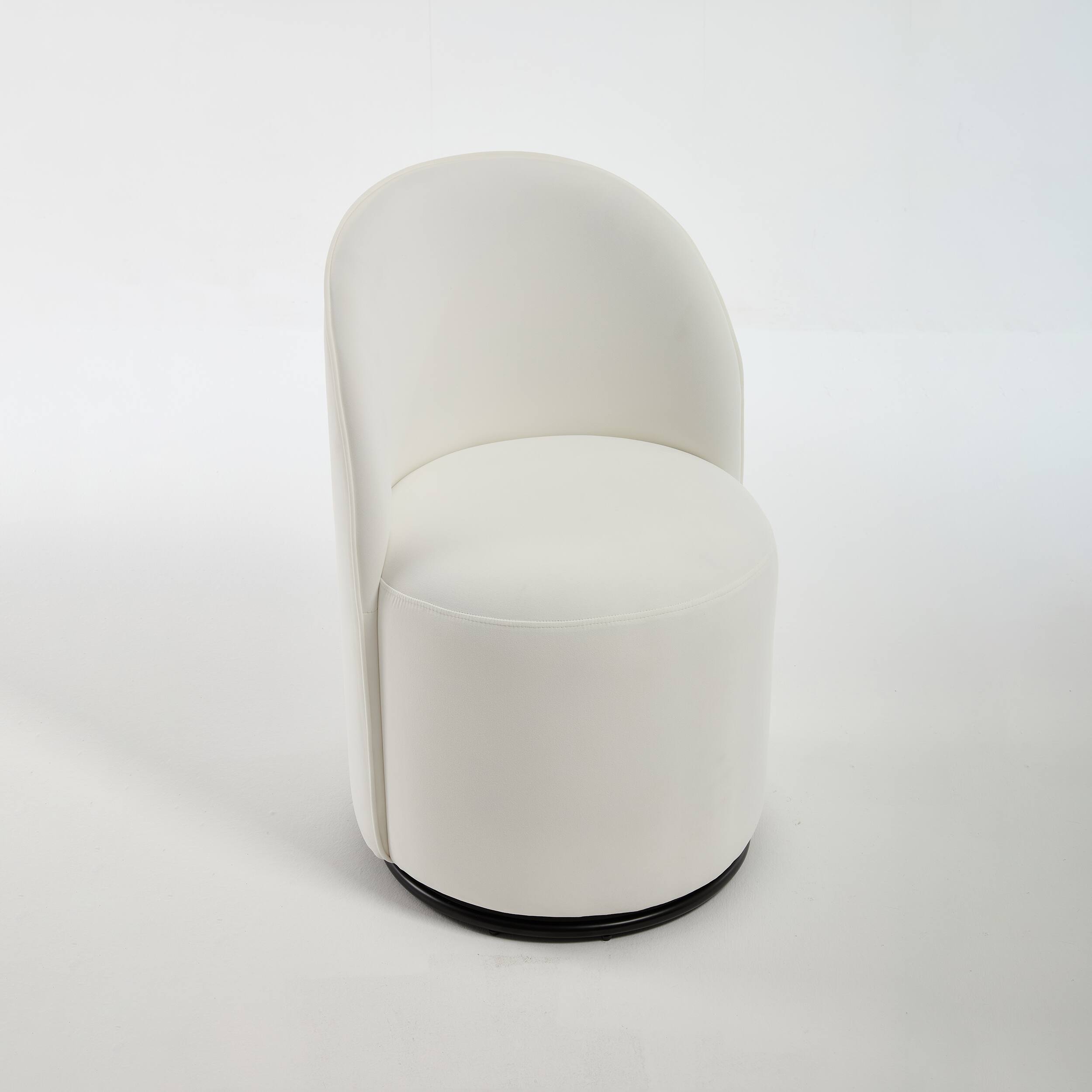 Front. Lirago - 21" Wide Cream Velvet Modern Comfy Velvet Round Barrel Chair 360° Swivel Upholstered Seat - Beige.