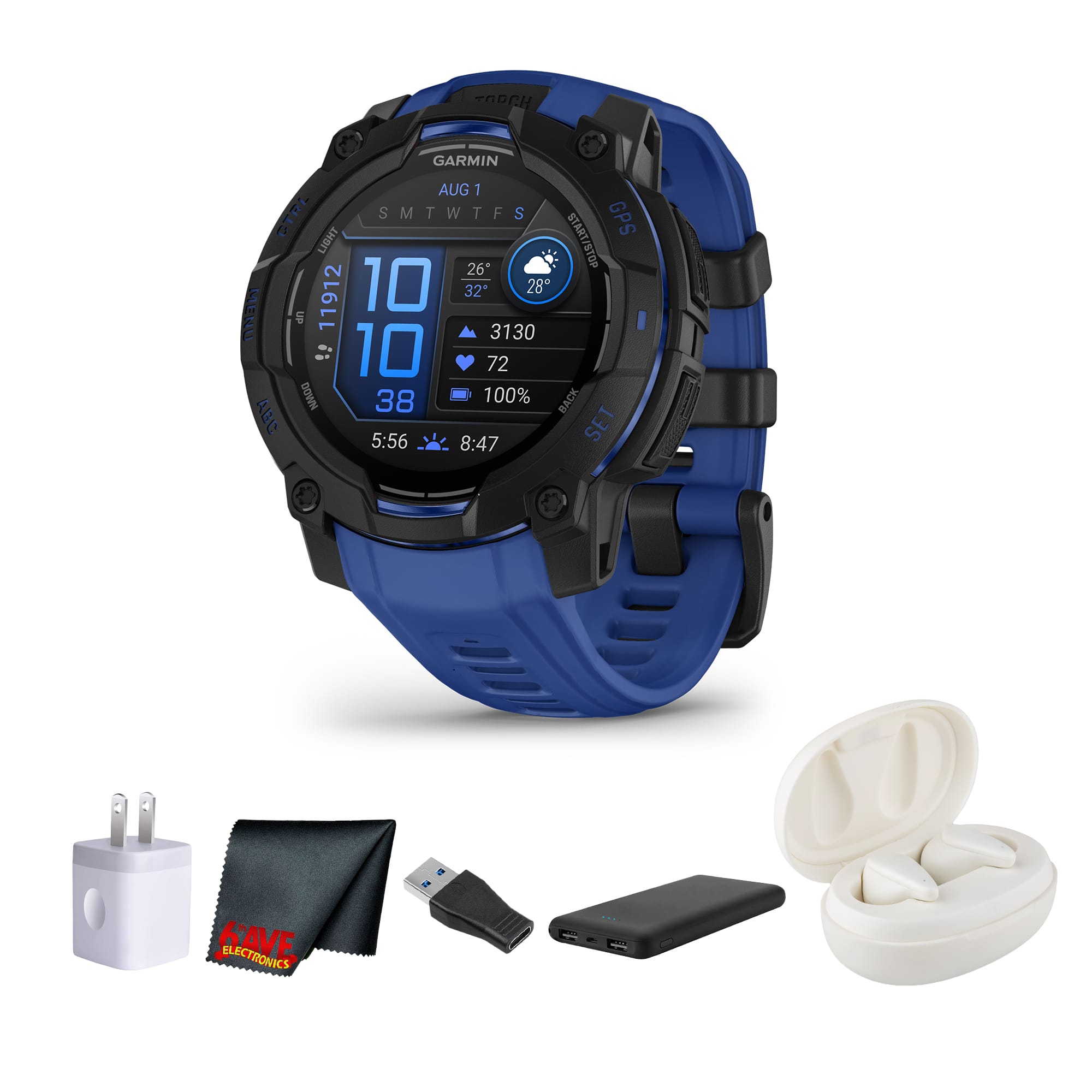 Garmin - Instinct 3, 45mm AMOLED, Black and Bolt Blue - Black - (2025)