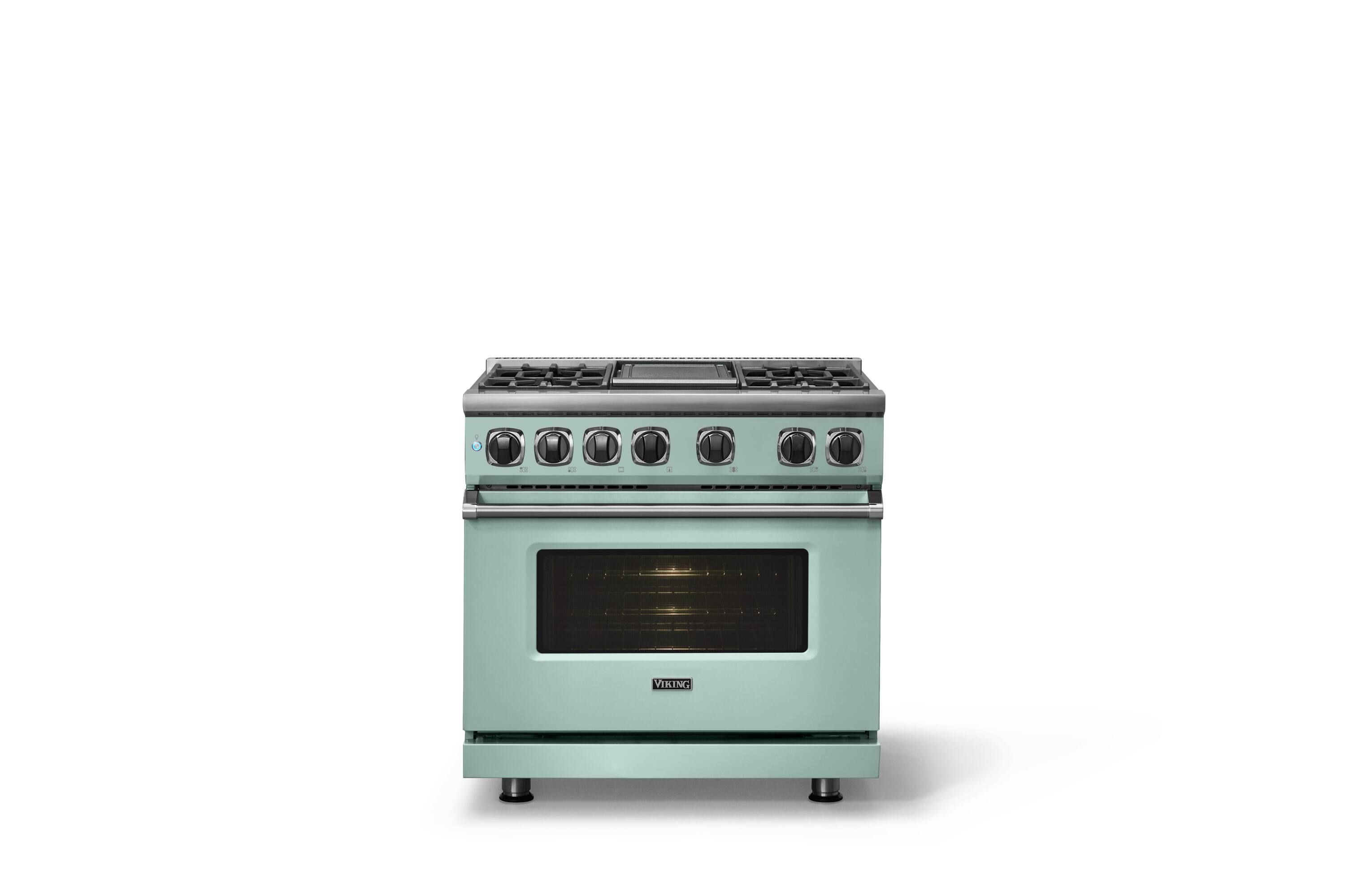 Alt View 1. Viking - 36 in. Wide 4 Burner Dual Fuel Sealed Burner Range with Griddle-LP - Splash.