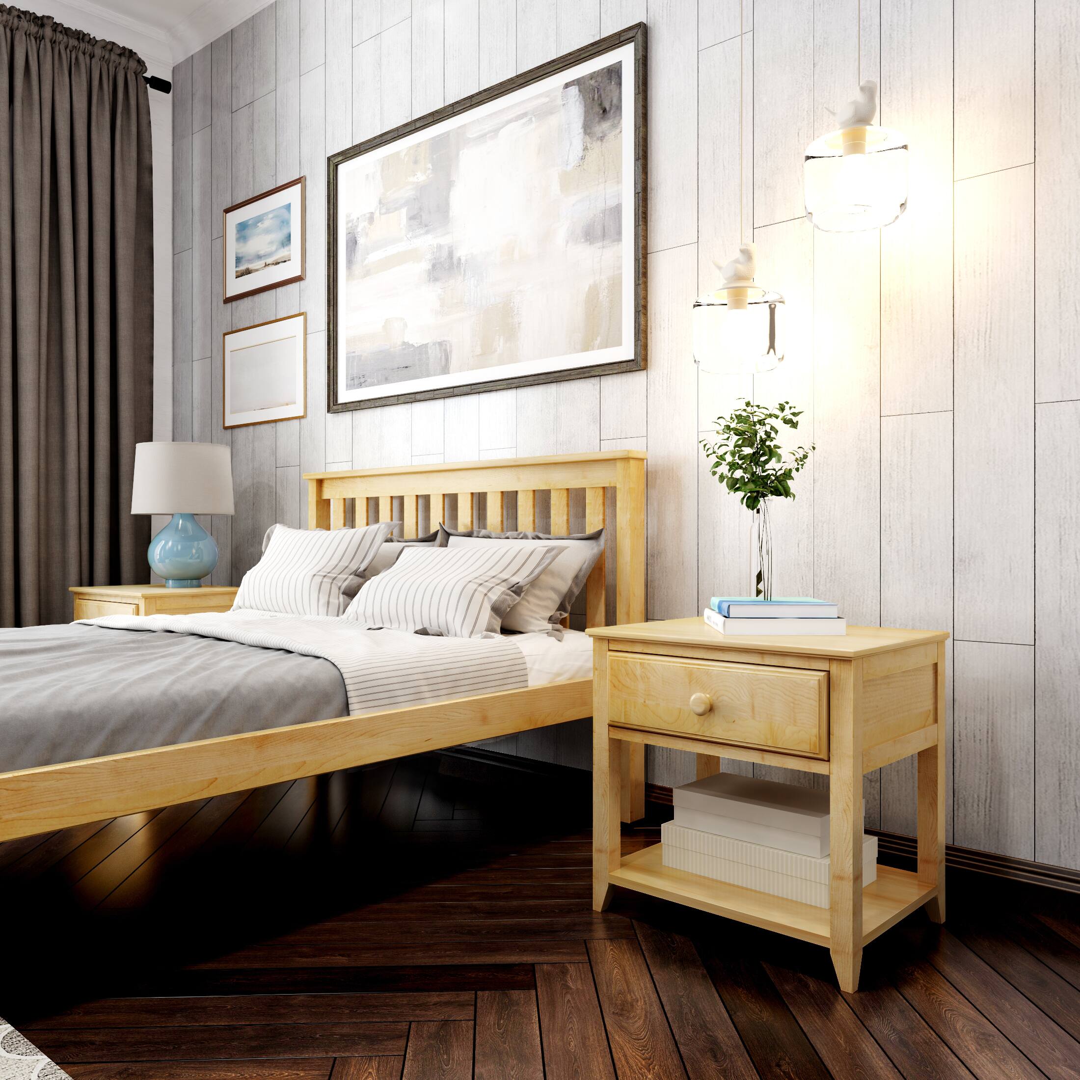 Alt View 2. Plank+Beam - Nightstand with Drawer and Shelf, Natural - Natural.