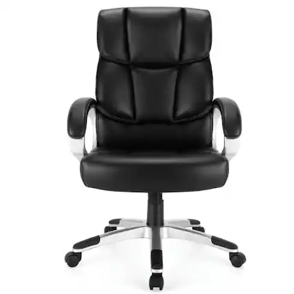 Front. Kadyn - Big and Tall Adjustable High Back Leather Executive Computer Desk Chair, Home Office Computer Desk Chair - Black.