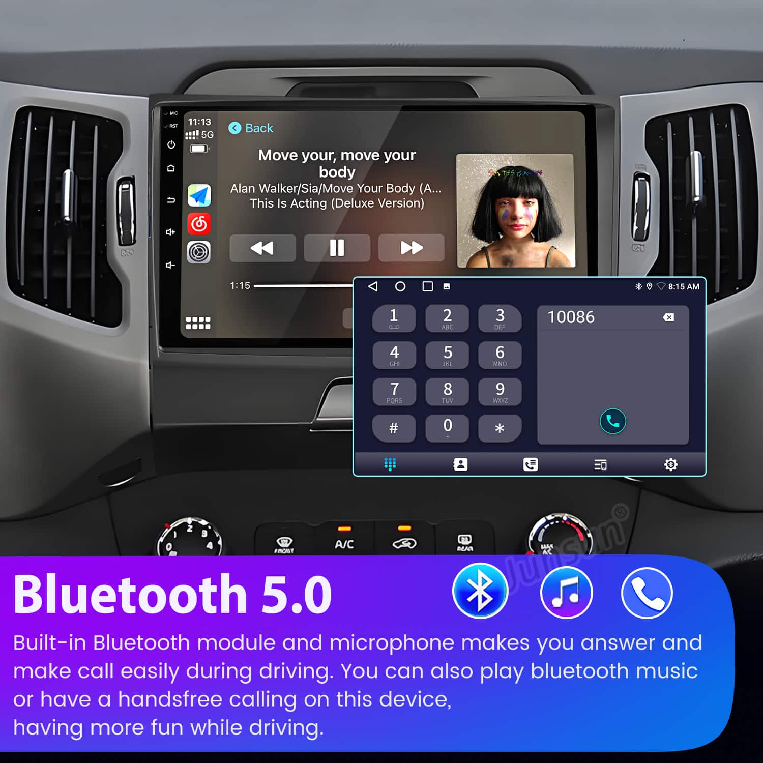 Junsun 9 Inch 8 Core 4+64GB Android 15 carplay For Kia Sportage