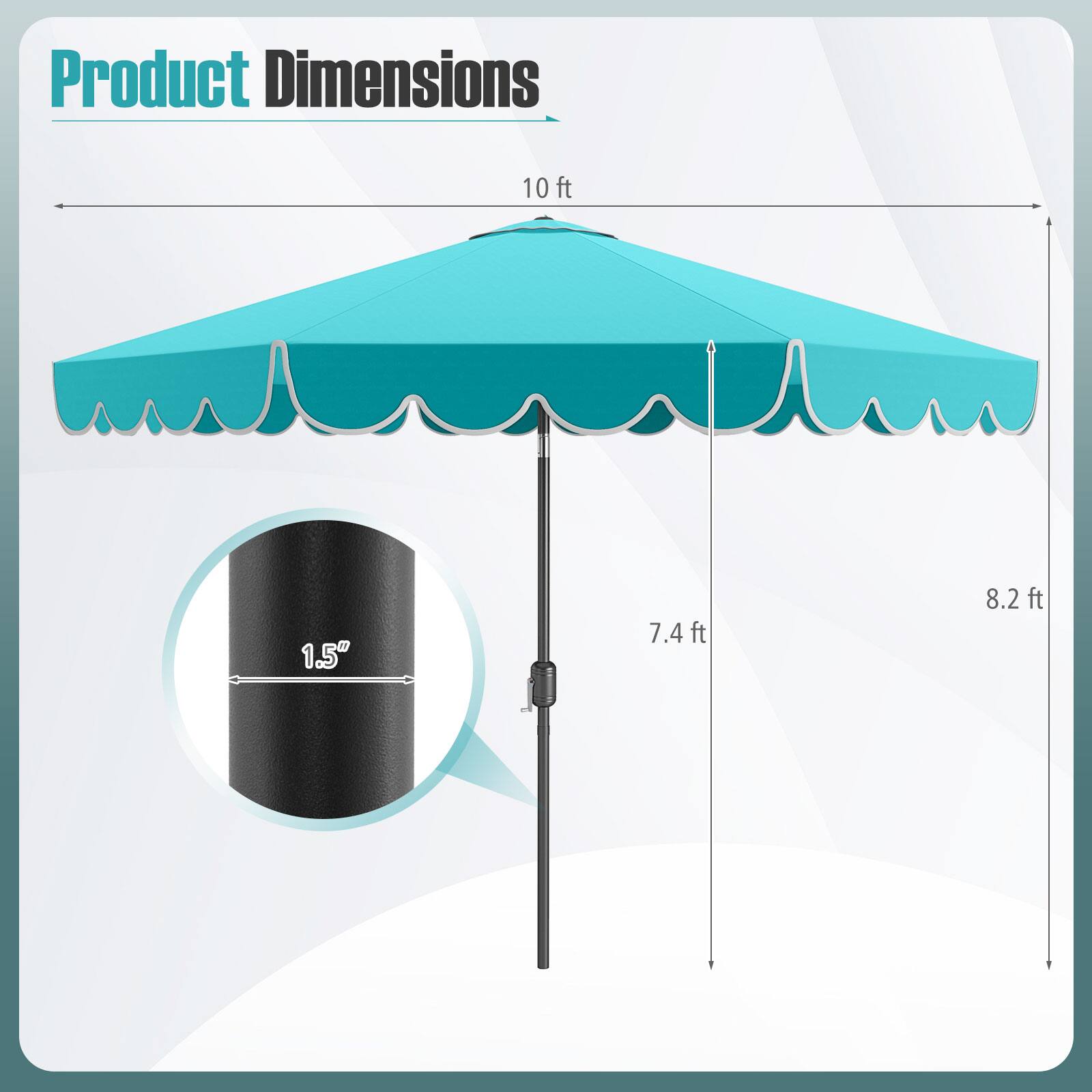 Product Dimensions: 10 ft 1.5" 7.4 ft 8.2 ft