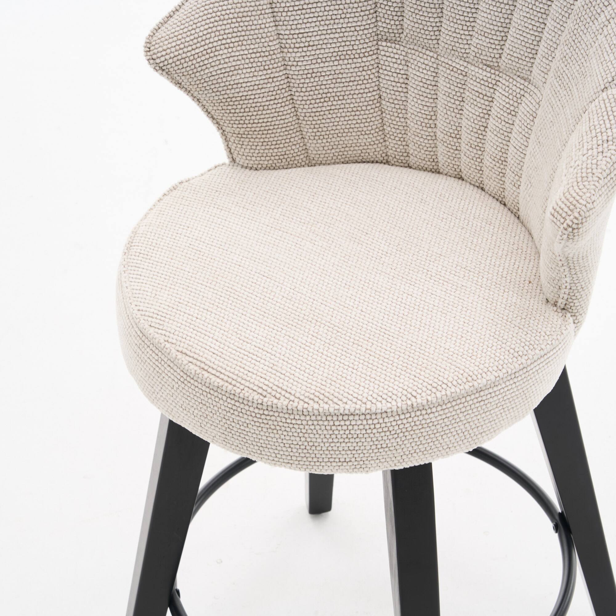 Alt View 10. GOODSILO - Set of 2 Wing Back Swivel Bar Stools - Adjustable Counter Height Stools with Solid Wood Legs & Plush Upholstery - White.