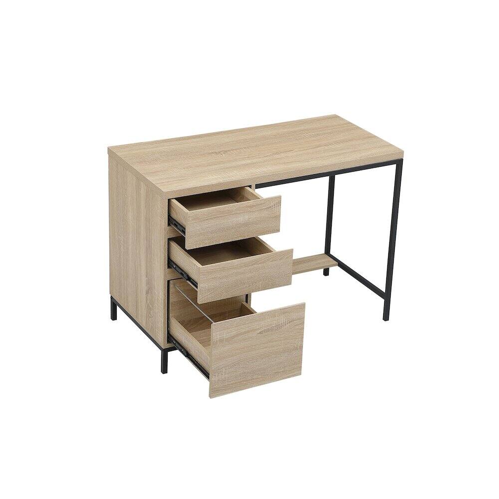Alt View 4. Elegant Decor - Emerson 42 inch Desk in Mango Wood - Mango Wood And Black.