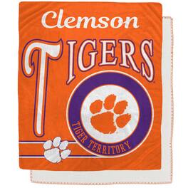 Pegasus - Clemson Tigers 50" x 60" Retro Emblem Flannel Fleece Sherpa Blanket - Multicolor