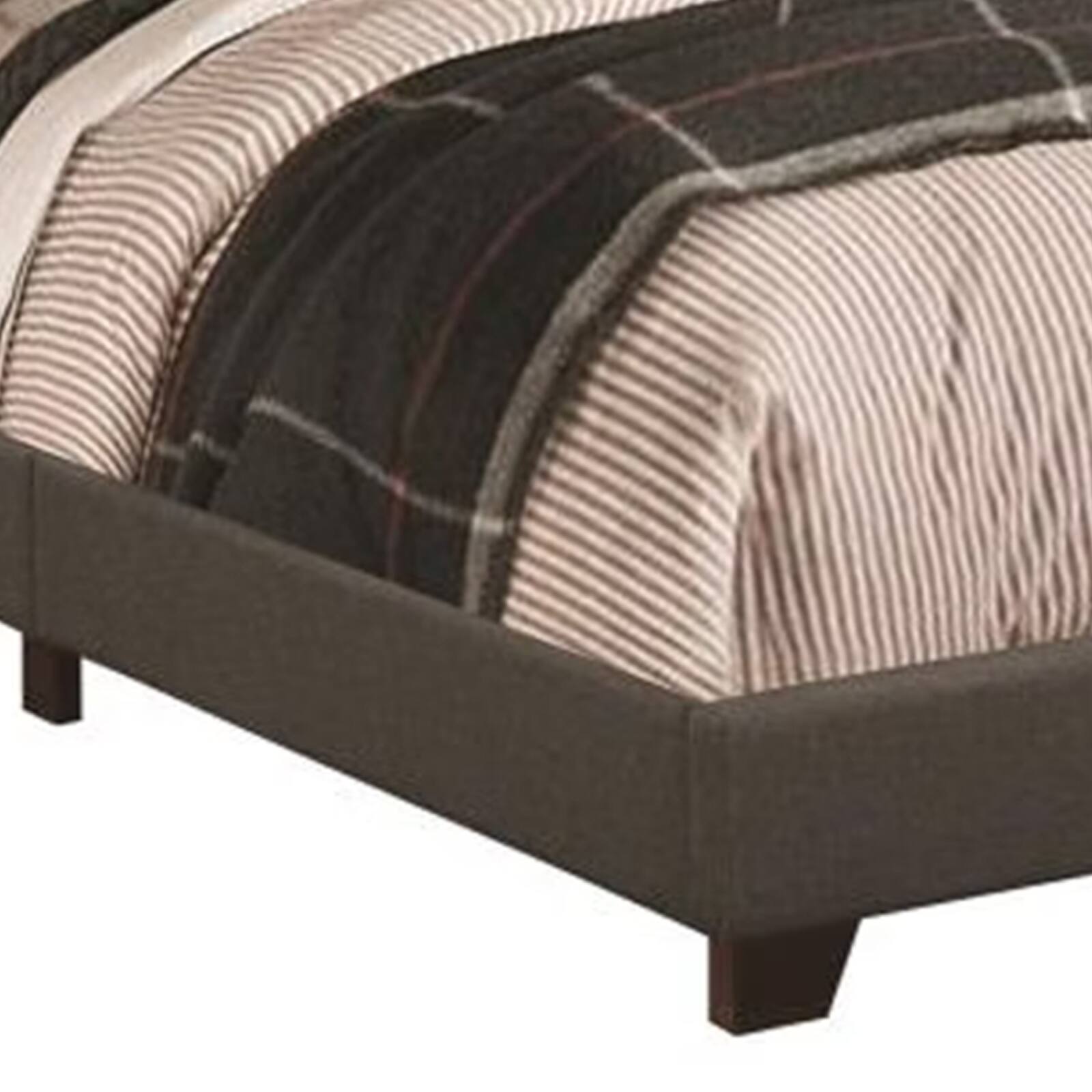 Alt View 3. Manhattan Lane - Fabric Upholstered Queen Size Platform Bed with Nail Head Trim, Charcoal Gray - Gray.