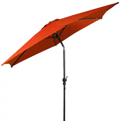 Front. Costway - 9FT Patio Umbrella Patio Market Steel Tilt W/ Crank Outdoor Yard Garden - Orange.