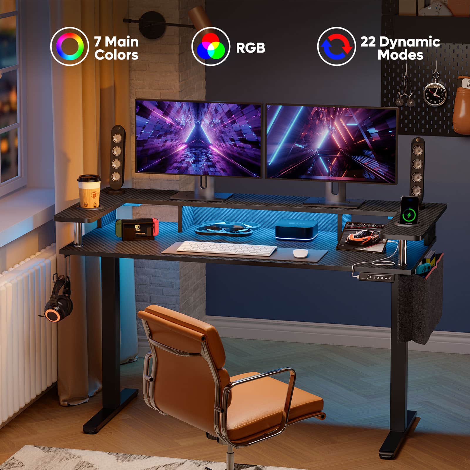 The text on the image reads: "7 Main Colors RGB 22 Dynamic Modes."