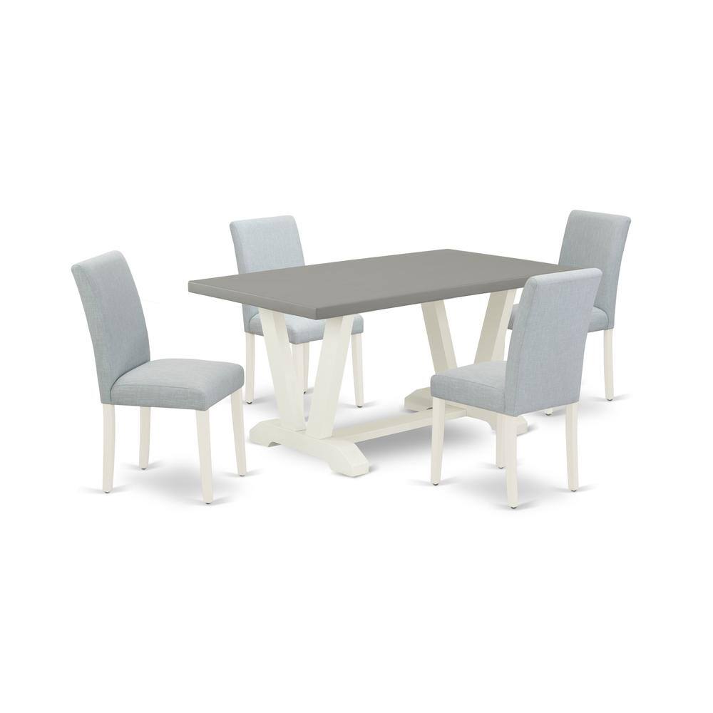 Left. East West Furniture - East West Furniture 5-Pc Dining Table Set Includes 4 Mid Century Chairs with Upholstered Seat and High Back and a - Multi-Color.