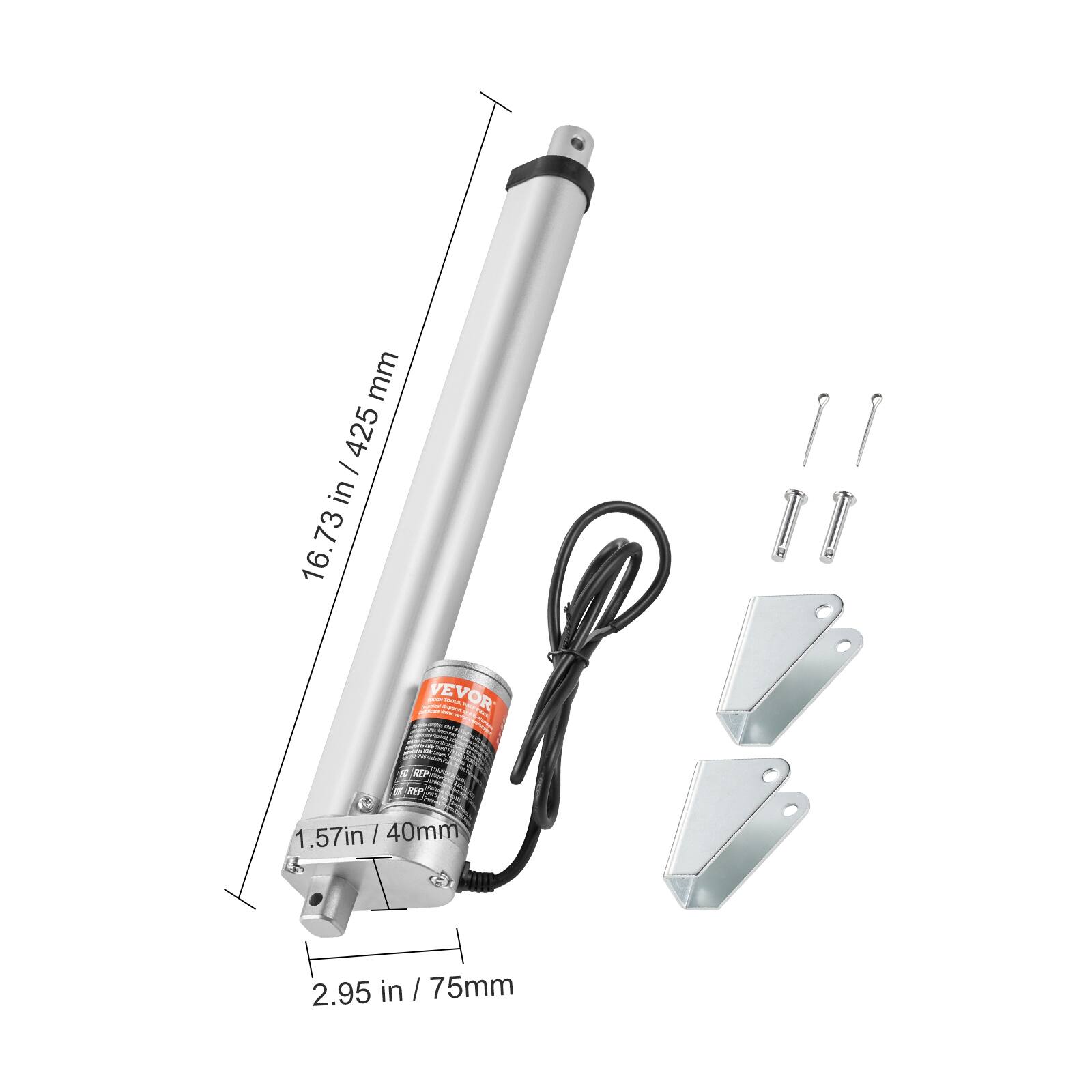 mm 425 / in 16.73 1 VEVOR - CES REP REP FA 1 1.57in 1.57in / 40mm I 40mm I 2.95 in / 75mm