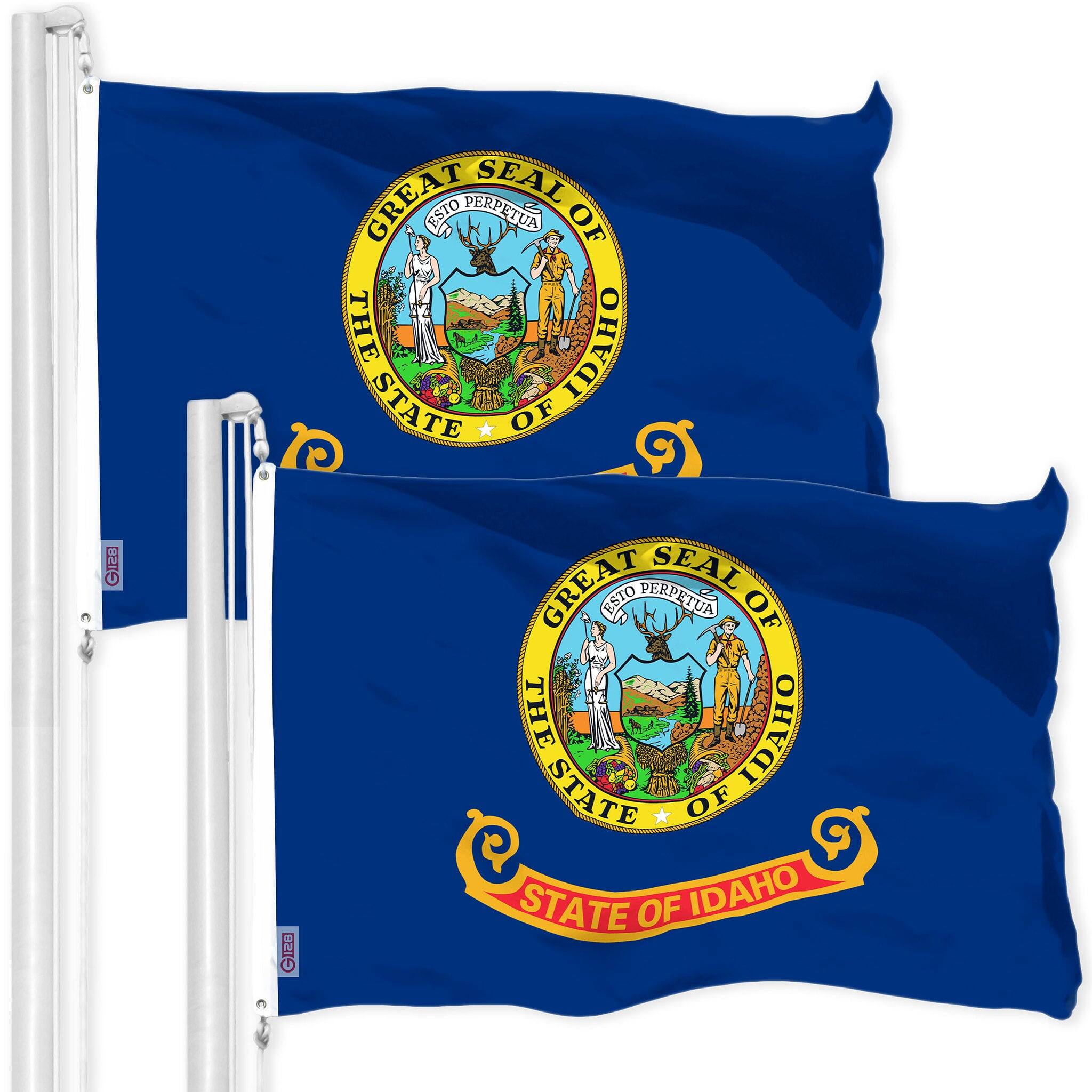 G128 2 Pack Idaho State Flag, 3x5 ft, Printed 300D Polyester, Brass ...