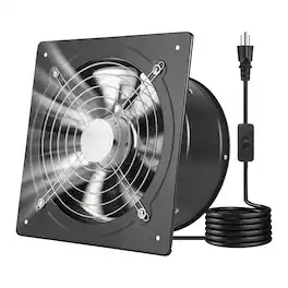 VEVOR - 10 Inch Exhaust Fan, 988 CFM High Velocity Wall Mount Vent Fan with On/Off Control, Low Consumption - Black