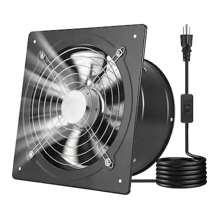Front. VEVOR - 10 Inch Exhaust Fan, 988 CFM High Velocity Wall Mount Vent Fan with On/Off Control, Low Consumption - Black.