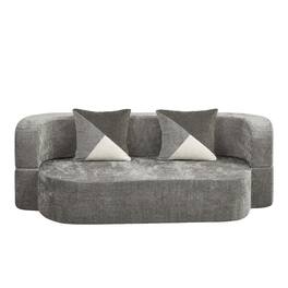 Boyel Living - Charcoal gray Eggshell Sofa Bed 78.74" Convertible Boneless Couch with Soft Plush Fabric No Assembly Sleeper Sofa - Charcoal grey