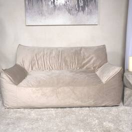 GOODSILO - Premium Oversized Velvet Bean Bag Chair with Armrests for Ultimate Comfort and Style - taupe