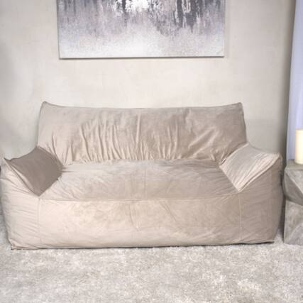 Front. GOODSILO - Premium Oversized Velvet Bean Bag Chair with Armrests for Ultimate Comfort and Style - taupe.