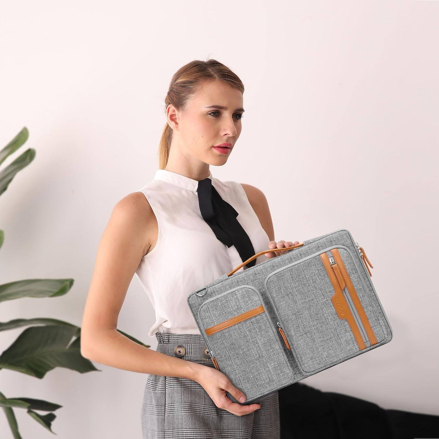 Angle. mosiso - 360 Protective Laptop Shoulder Bag 15.6 inch Computer Bag for MacBook Pro 16 HP Dell Asus Notebook - Gray.