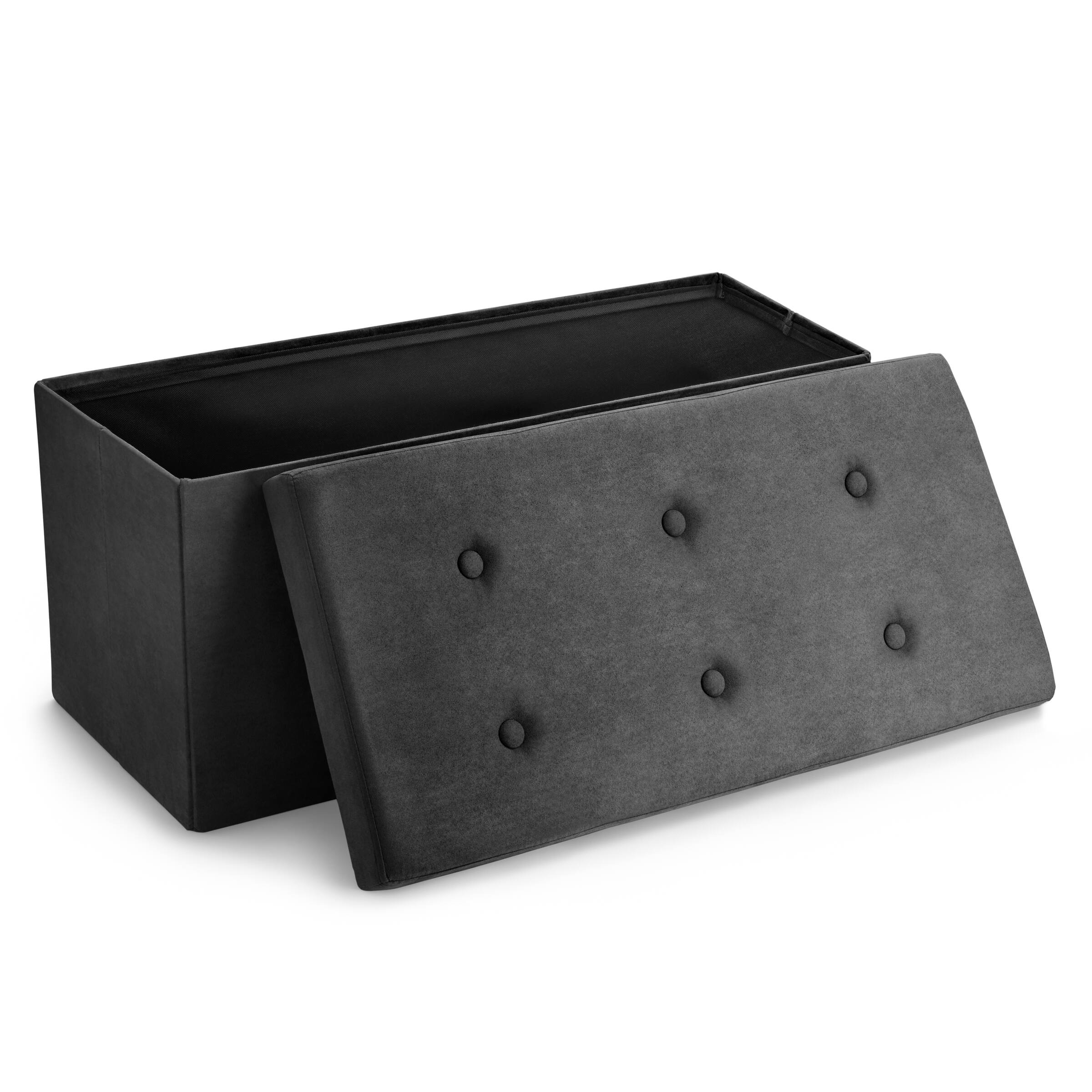 Sorbus - Storage Ottoman Bench, Collapsible/Folding Bench Chest with Cover, Perfect Toy and Shoe Chest, Hope Chest - Black