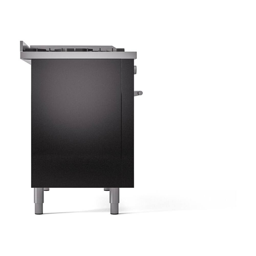 Alt View 3. ILVE - ILVE Professional Plus II Series 48 in. Dual Fuel Range with 5 Sealed Burners + Griddle (Liquid Propane, Satin Trim) - Glossy Black.