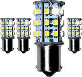 HQRP - 4-Pack BA15s Bayonet LED Bulbs 30x3528 SMD Natural White Replaces 93/1141/1156 for RV Ceiling/Porch