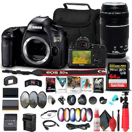 EOS 5DS DSLR Camera (Body Only) (0581C002) + Canon Lens Advanced Bundle (International Version)