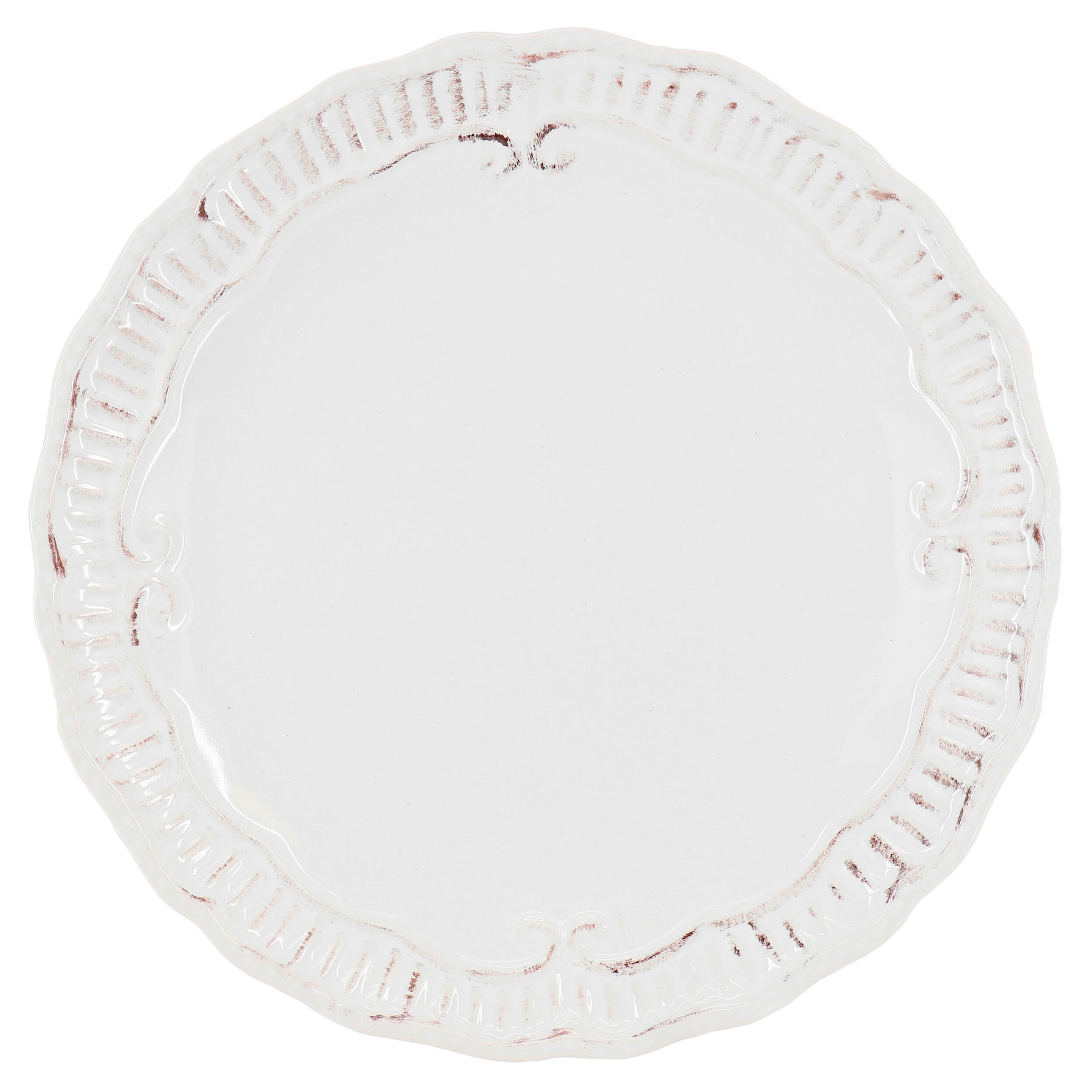 Alt View 1. Modern Southern Home - Modern Southern Home Capri 6 Piece 11 Inch Stoneware Embossed Dinner Plate Set in White - White.
