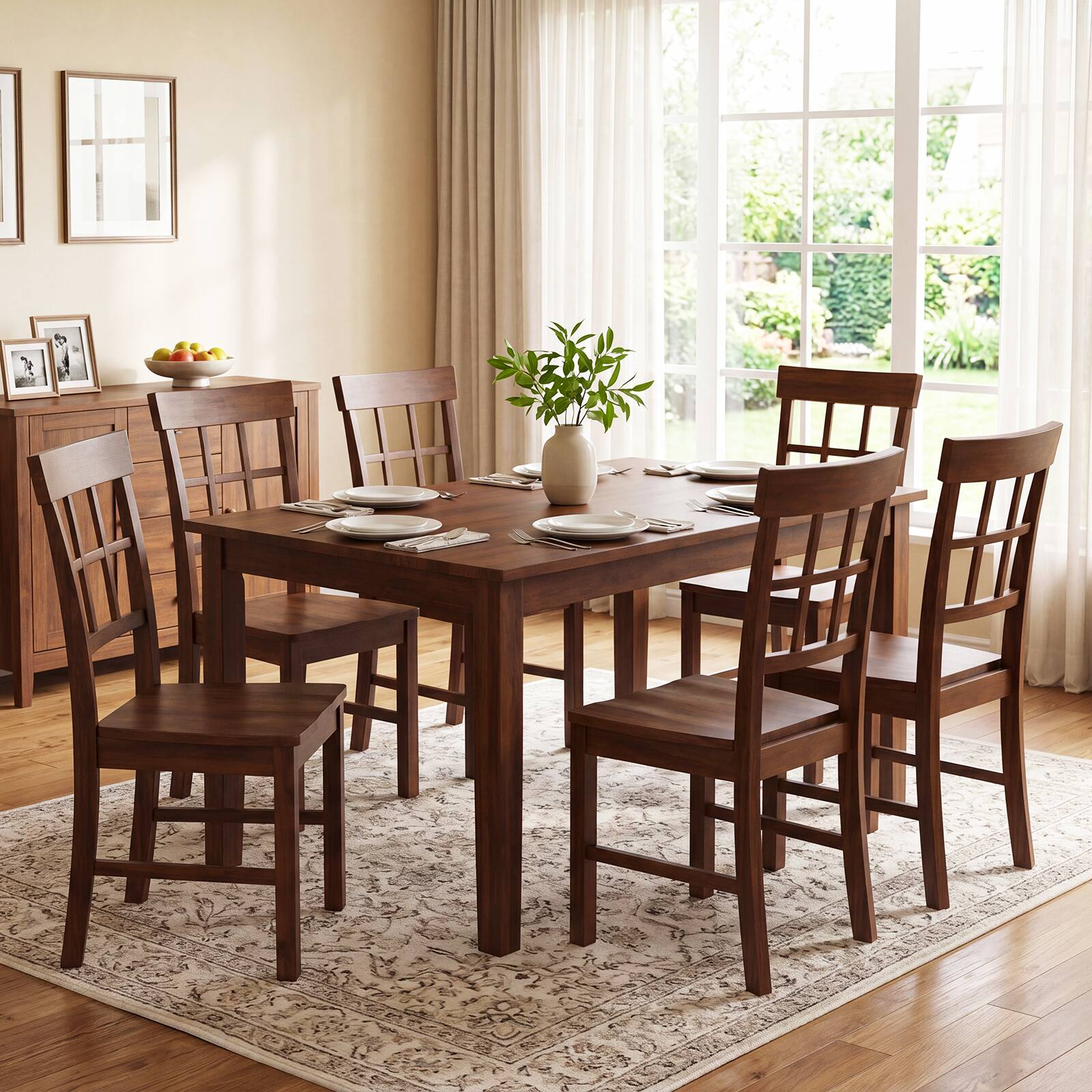 Alt View 1. Gymax - Gymax Dining Chairs Set of 4 Rubber Wood Chairs w/High Lattice Backrests for Kitchen - Brown.