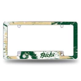 Rico Industries - Milwaukee Bucks Chrome Metal License Plate Frame with Bold Tie Dye Design - Multi