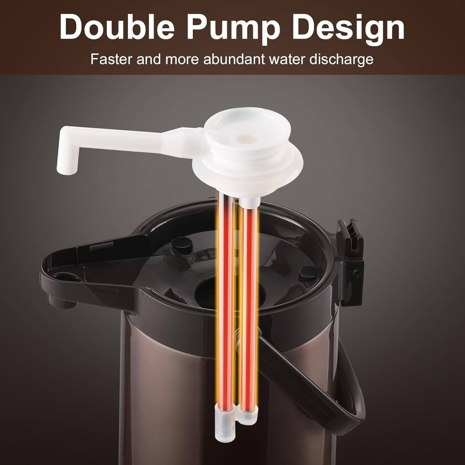 Double Pump Design  
Faster and more abundant water discharge