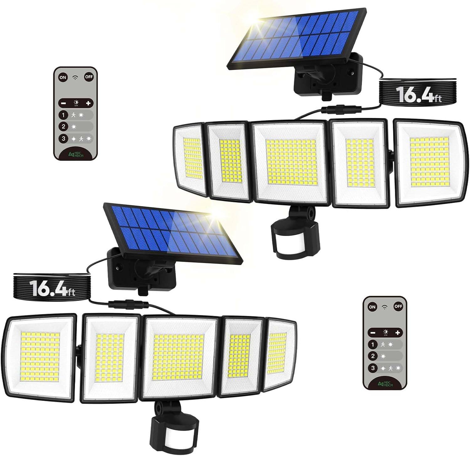 Schertz - Solar Motion Lights - 3000LM LED, 16.4ft Cable, Waterproof, Remote