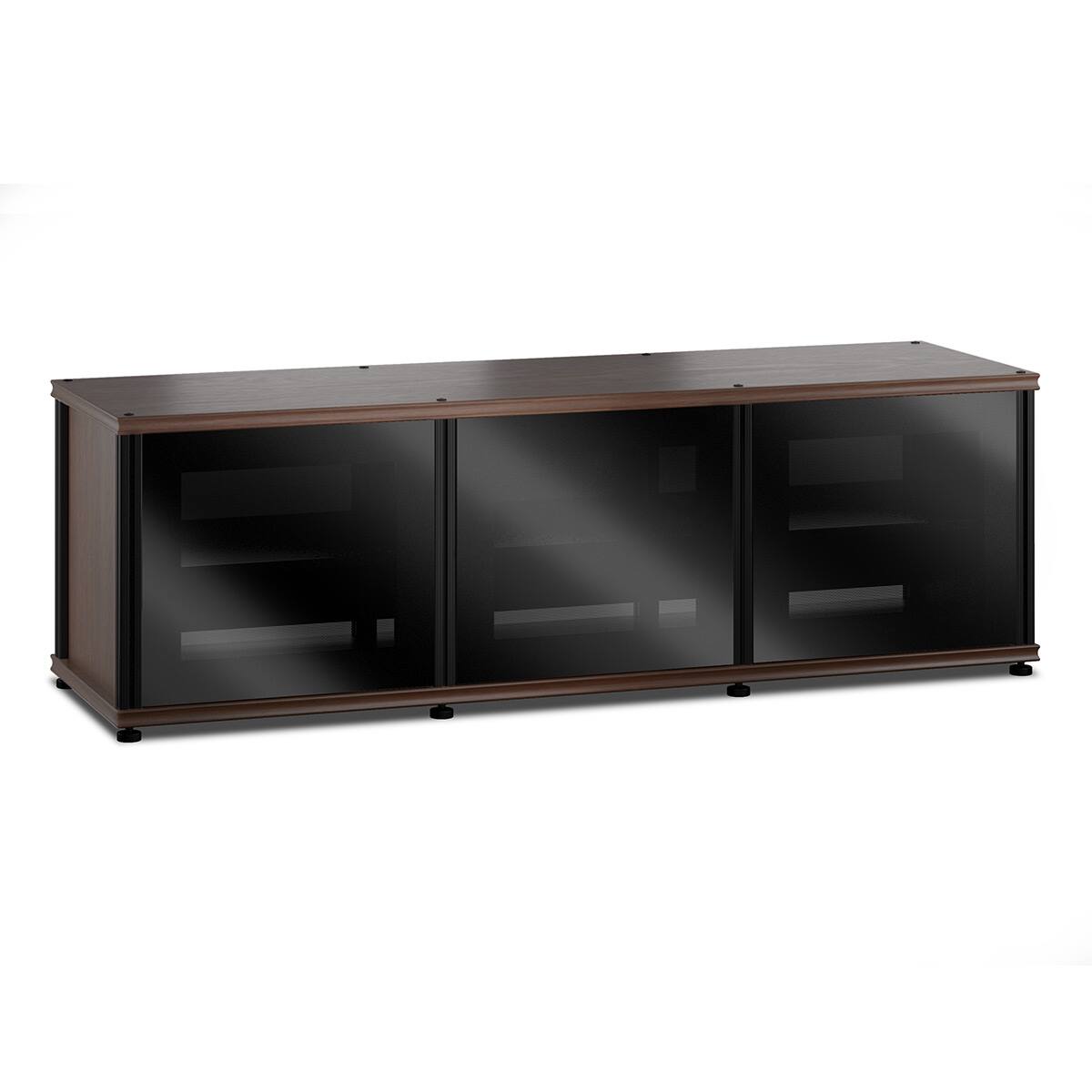 Front. Salamander Designs - Salamander Designs Synergy 237 Triple AV Cabinet (Dark Walnut with Black Glass & Black Posts) - Dark Walnut/Black.