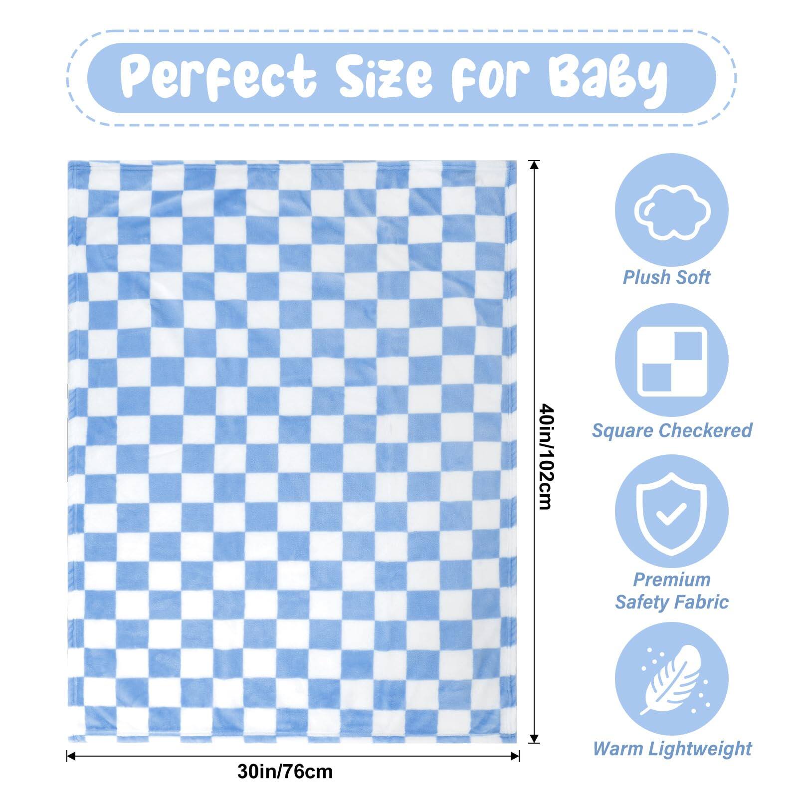Perfect Size for Baby

- Plush Soft
- Square Checkered
- Premium Safety Fabric
- Warm Lightweight

40in/102cm x 30in/76cm