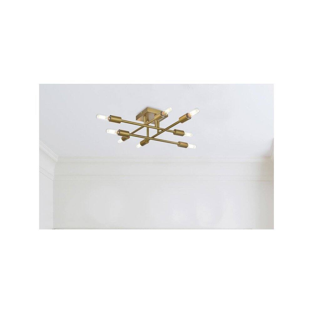 Alt View 5. Living District - Script 19 Inch Flush Mount Ceiling Light in Satin Gold - Satin Gold.