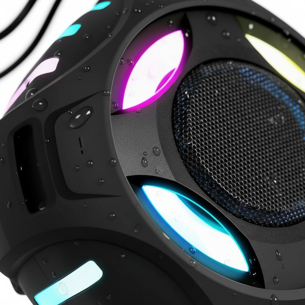 Back. Dazzed Corner - IP67 Waterproof Bluetooth Speaker, Robust Bass & HD Sound - Black.