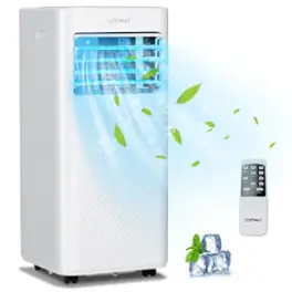 Costway - 10000 BTU Portable Air Conditioner Cools up to 350 sq.ft 4-in-1 AC with Cool Fan Humidifier Sleep Mode - White