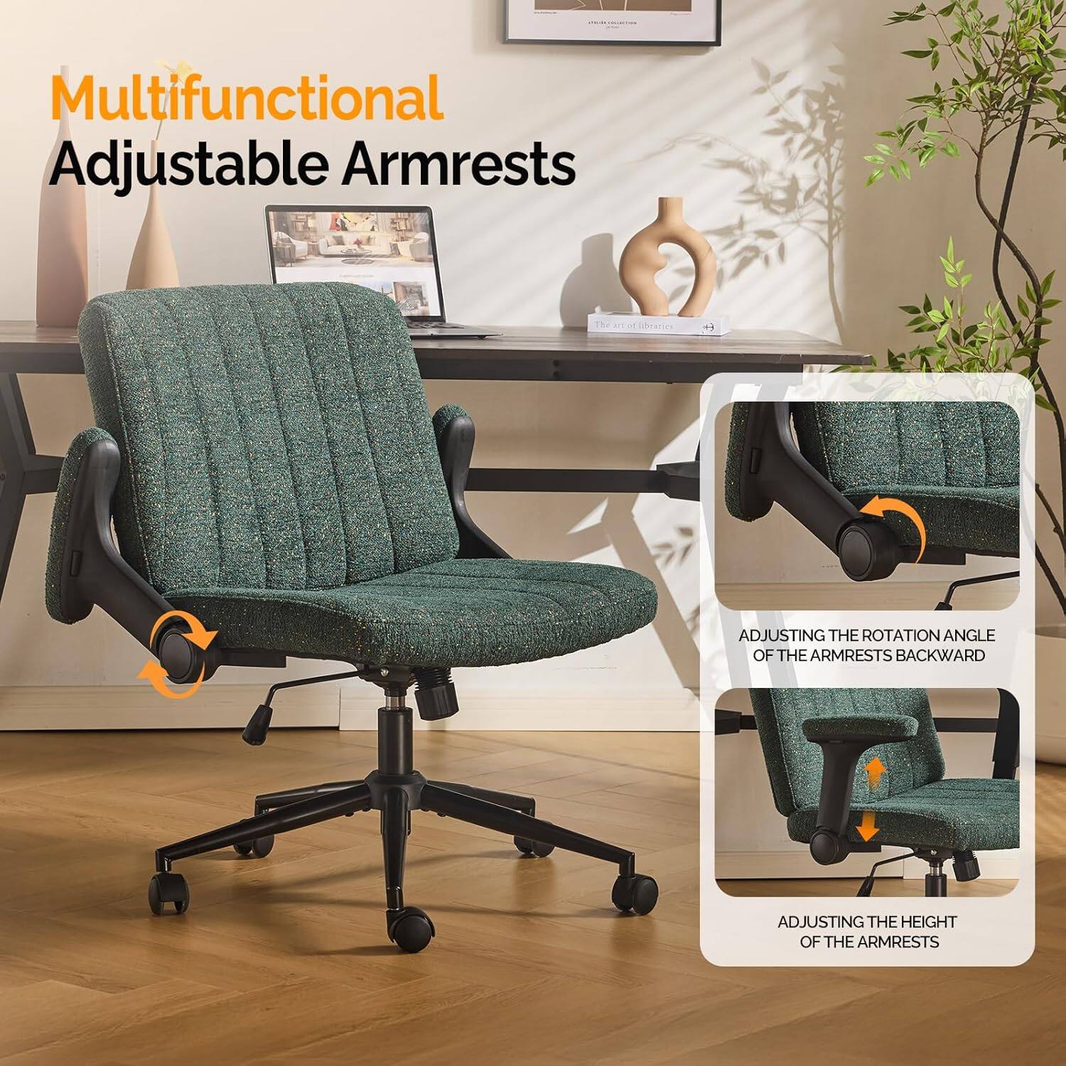 Multifunctional Adjustable Armrests

- ADJUSTING THE ROTATION ANGLE OF THE ARMRESTS BACKWARD
- ADJUSTING THE HEIGHT OF THE ARMRESTS