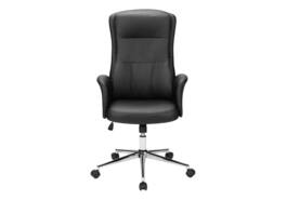 Forest'nSky - Ergonomic Office Chair with Adjustable Height, Armrests & 360° Swivel - Modern Leather Look & Chrome Metal Base - Black